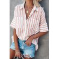 thumbnail image 1 of Women's Orange Pocketed Striped Shirt, 1 of 3