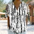 thumbnail image 2 of Youyipin Womens Tops Women'S Non Positioning Printed V-Neck Button Short Sleeved Tied Loose T-Shirt Fashionable Business Casual Tops For Women, 2 of 7