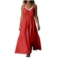 thumbnail image 2 of HongQid Robe Maxi Fluide à Étages pour Femmes Sans Manches Robes d'Été en Lin Bretelles Ajustables Longues Robes de Plage Soleil, 2 of 7