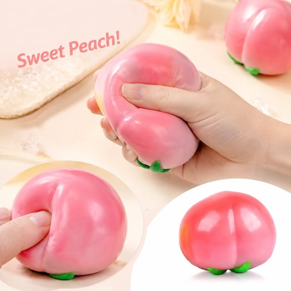 Cute Peach Fidget Squishy Toy, Realistic Fluid Feel Peach Slow Rising Squishy Stress Relief Toy, Simulation Fruit Shaped Squeeze Toy for Stress Calming, Home Decor and Novelty Gift