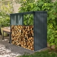 thumbnail image 2 of Outdoor Steel Firewood Rack and Metal Storage Shed,Two-In-One,3*7 FT, 2 of 9