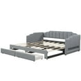 thumbnail image 4 of Euroco Upholstery Twin XL Extendable Daybed with Drawers & LED Lights, Convertible to King Size, Modern Beige Fabric, Multi-Functional Sleeper Sofa, Gray, 4 of 14
