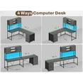 thumbnail image 5 of SEDETA L Shaped Gaming Desk, Reversible Computer Desk with Fabric Drawers and Power Outlet, Gaming Desk with Led Lights, Hutch and Storage Shelf for Home Office, Grey, 5 of 9