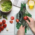thumbnail image 3 of Sloth Cutting Board, Cartoon Mammal on Tropical Jungle Green Banana Leaves Character, Decorative Tempered Glass Cutting and Serving Board, Wine Bottle Shape, Chocolate Green Ivory, by Ambesonne, 3 of 5