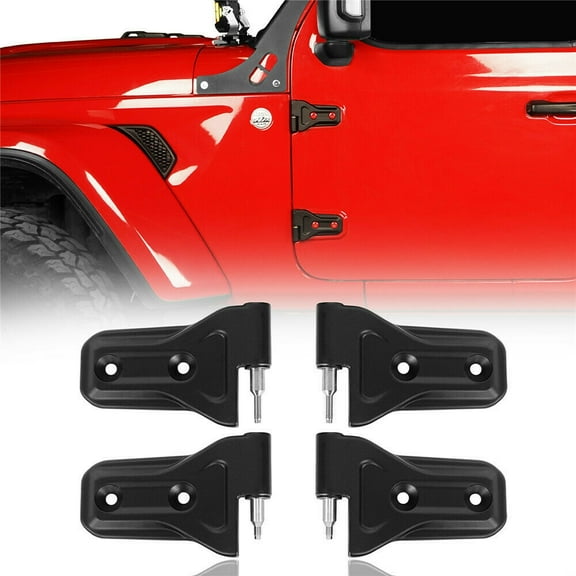 4Pcs Black Left & Right Heavy Duty Door Side Hinge Kit for Jeep Wrangler JL JT 2018-2022