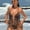 Deep Brown, variant on Women's Crochet Hollow Out Bikini Set, Halter Shell Bead Peplum Top & Side Tie High Cut Cheeky Bottom Two Piece Boho Beach Bathing Suit Swimwear