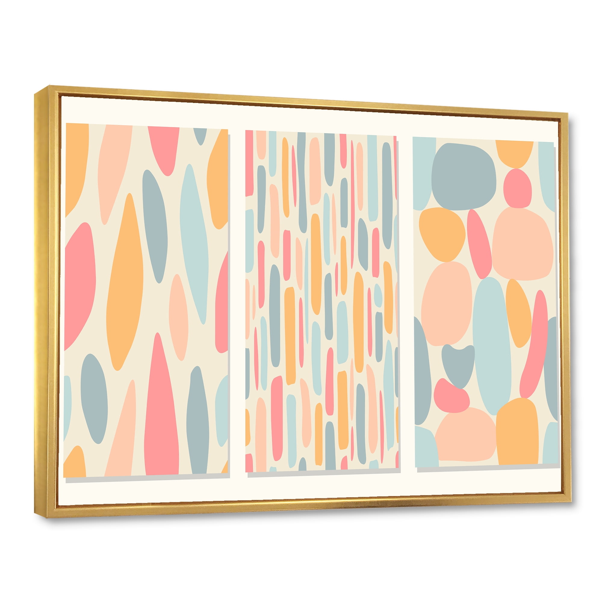 Designart 'Patchwork of Pastel Organic Shapes' Modern Framed Canvas Wall Art Print