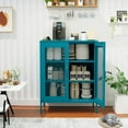 thumbnail image 5 of COFaR Metal Cabinet, Metal Storage Cabinets with 2 Mesh Doors and Adjustable Shelves, Locker Cabinet Storage for Coffee Bar TV Stand Bedroom Kitchen Buffet Sideboard Bookcase, Peacock Blue 40''H, 5 of 14