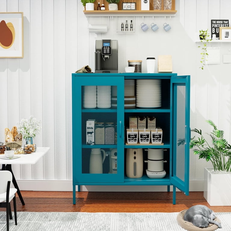 Metal Coffee Bar, Sideboard Buffet Cabinet, 40'' H Kitchen Storage