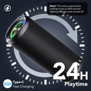 Portable Bluetooth Speaker IPX7 Waterproof Wireless Speaker with 30W Powerful Speaker 24Hrs Playtime Colorful Flashing Lights TWS Wireless Pairing for Outdoor/Party/Beach/Travel/Gifts