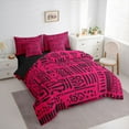 thumbnail image 3 of Castle Fairy Boys Girls Geometric Plaid Stripes Twin Bedding Sets 7-Piece,Bohemian Theme Bedding Comforter Set Microfiber,Black Pink Breathable Sheet Sets,Microfiber Bedroom Decor,Reversible, 3 of 8