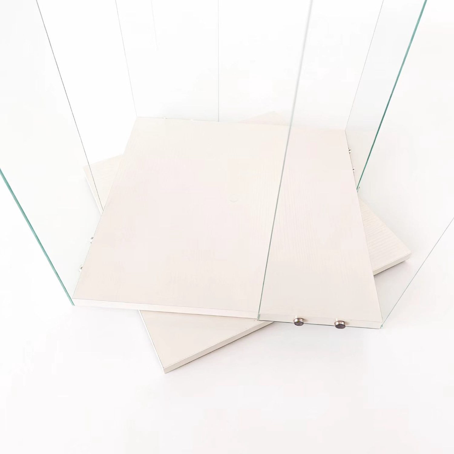 Rotatable Four-Layer Tempered Glass Display Cabinet, White