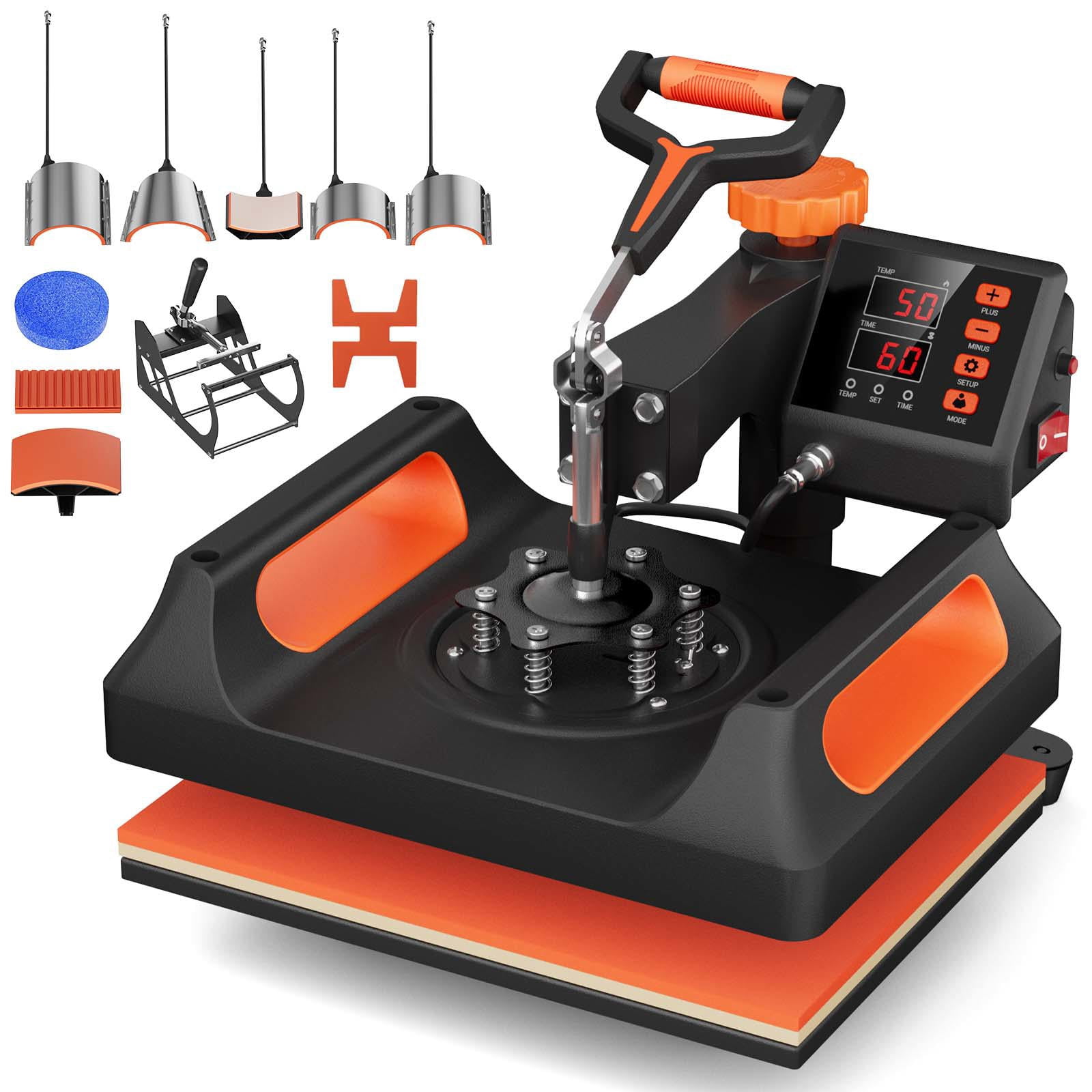 11 in 1 Heat Press, 12 x 15 Inch, Multifunctional Clamshell Printer, Digital Dual-Tube Heat Press Transfer Machine, Swing Away Sublimation Machine for T-Shirt Hat Cap Mug Plate Pen Shoes, Black