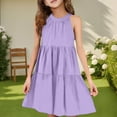 thumbnail image 2 of ZACPNCV Girls' Sleeveless Gradient Dress Summer Casual Sundress Skater Swing Twirly Halter Dress Purple 5-6 Years, 2 of 7