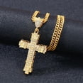thumbnail image 3 of Hip Hop Cool Inlaid Zirconia Sparkling Cross Pendant 14K Yellow Gold Necklace for Men Women Universal Punk Party Favor Jewelry, 3 of 6