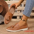 thumbnail image 5 of Abomasnow Loafers for Women Comfort Slip On PU Faux Leather Casual Shoes Easy Entry Collar Work Flat DrivingMoccasins Boat Shoes, 5 of 9