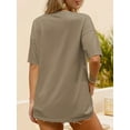 thumbnail image 4 of Fancyglim Women's V Neck Tunic Tops Cozy Oversized Tee Shirt Blouse Khaki XL, 4 of 7