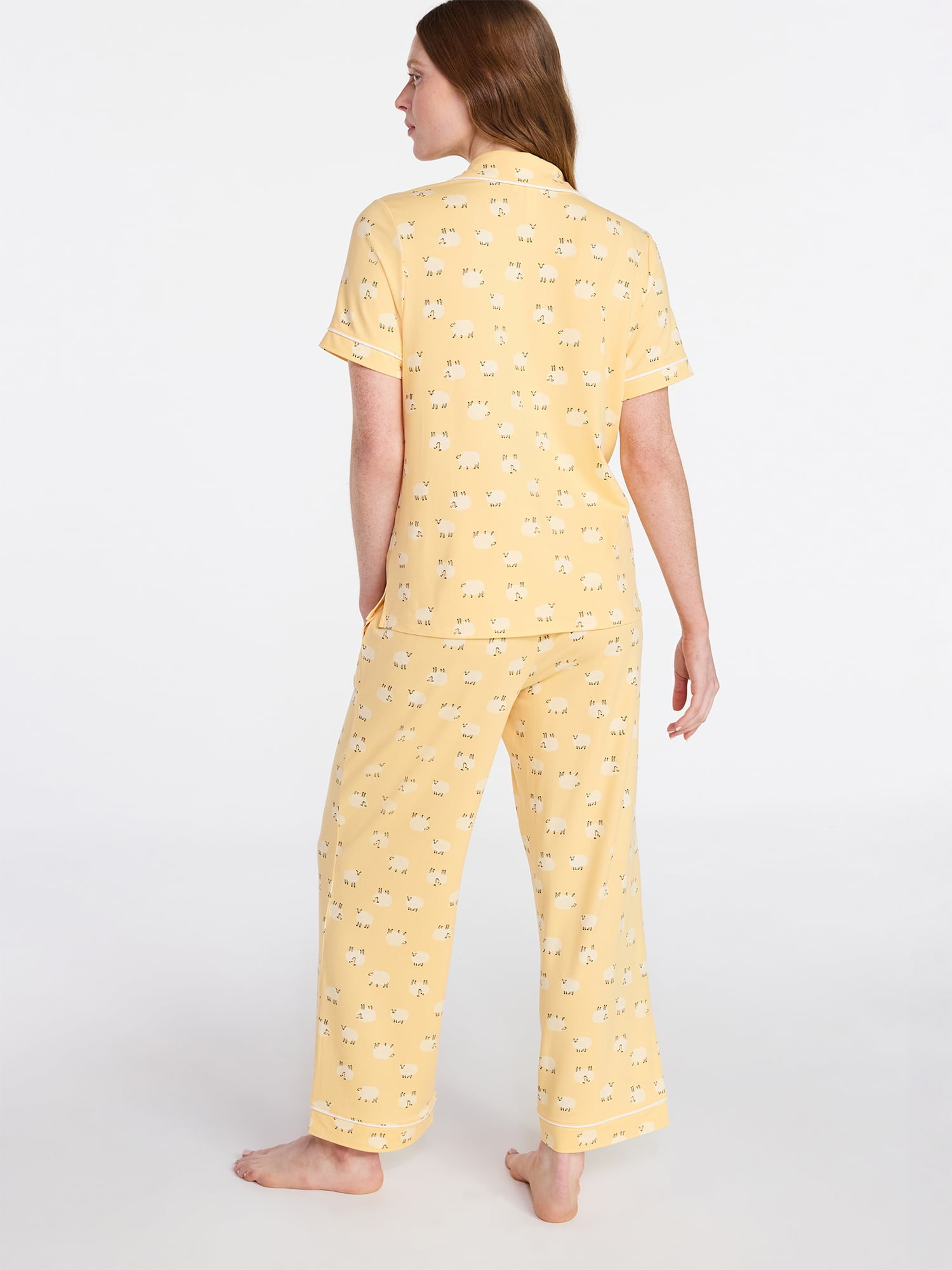 Joyspun Women's Dreamy Soft Collection Notch Collar Top and Capri Pants Pajama Set, 2-Piece, Sizes XS-3X