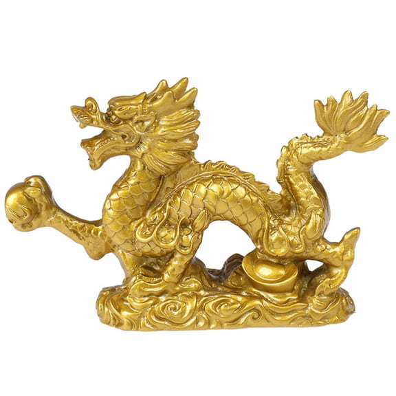 Yvsxxv Chinese Feng Shui Dragon Chinese Dragon Statue Lucky Chinese Zodiac Statue Gold Dragon Ornament for Desktop Decoration