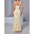 thumbnail image 5 of Women's Boho Floral Ruffle Mesh Maxi Dress Elegant Long Dresses Milky White XS, 5 of 10