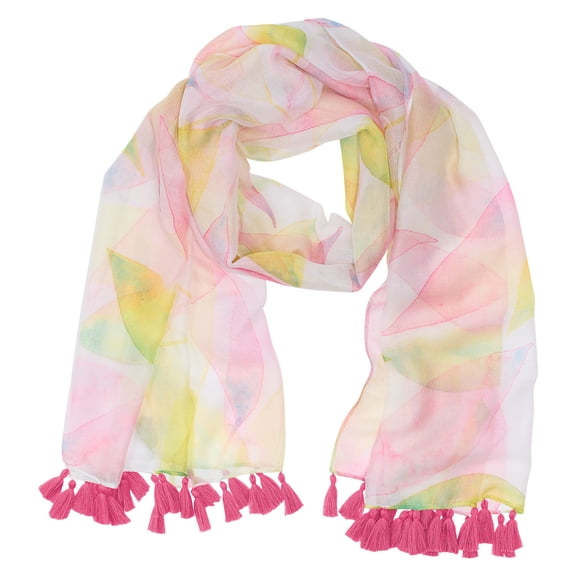 Heartfelt Women's Scarf Fashion Accessory Lightweight Sheer Beautiful Modern Watercolor Floral Design, Citrus Leaves