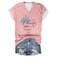 thumbnail image 2 of Fiudx Ropa de Mujer Top de Manga Corta con Cuello En V Estampado Del Día de La Independencia para Mujer Top/Camisa de Manga Corta con Cuello En V, 2 of 3