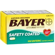 Bayer Aspirin Pain Reliever Safety Coated Enteric Caplets, 325 mg, 100 ea (Pack of 4)