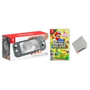 Nintendo Switch Lite Gray Bundle with Super Mario Bros. U Deluxe Game - Import with US Plug