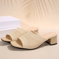 thumbnail image 6 of Eltusu Women Slide Sandals, Casual No Slip Open Toe Block Heel Ladies Shoes Khaki Size 5.5, 6 of 9