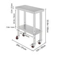 thumbnail image 2 of KFFKFF Silver Commercial Kitchen Workstation, 12 x 24 x 34 Inch, Stainless Steel, 700 LBS Weight Limit, Equipped with 4 Casters, 3 Customizable Height Settings, 2 of 9