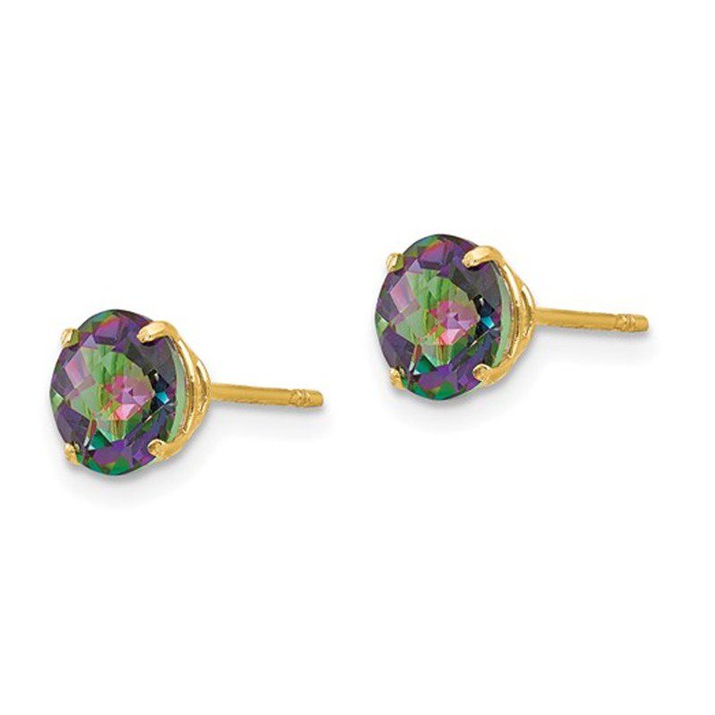 Boucles D'oreilles Dormeuses Topaze Mystique - Plaqué Or 18 Carats, Bijouterie Papillon Bleu