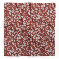 Bimba Red Flower Leaves Pure Silk Printed Scarf Dupatta Head Neck Wrap Bandanas For Women 40 x 40 Inches