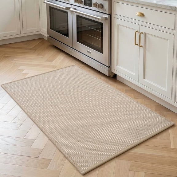 SIXHOME Polka Dot 20"x32" Kitchen Mat Non Slip Washable Kitchen Rug Soft Cushioned Floor Mat for Sink Laundry Entryway Indoor Beige