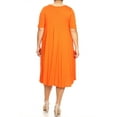 thumbnail image 4 of Women's Elegant Plus Size Midi Dress A-Line Design with Short Sleeves, 4 of 5