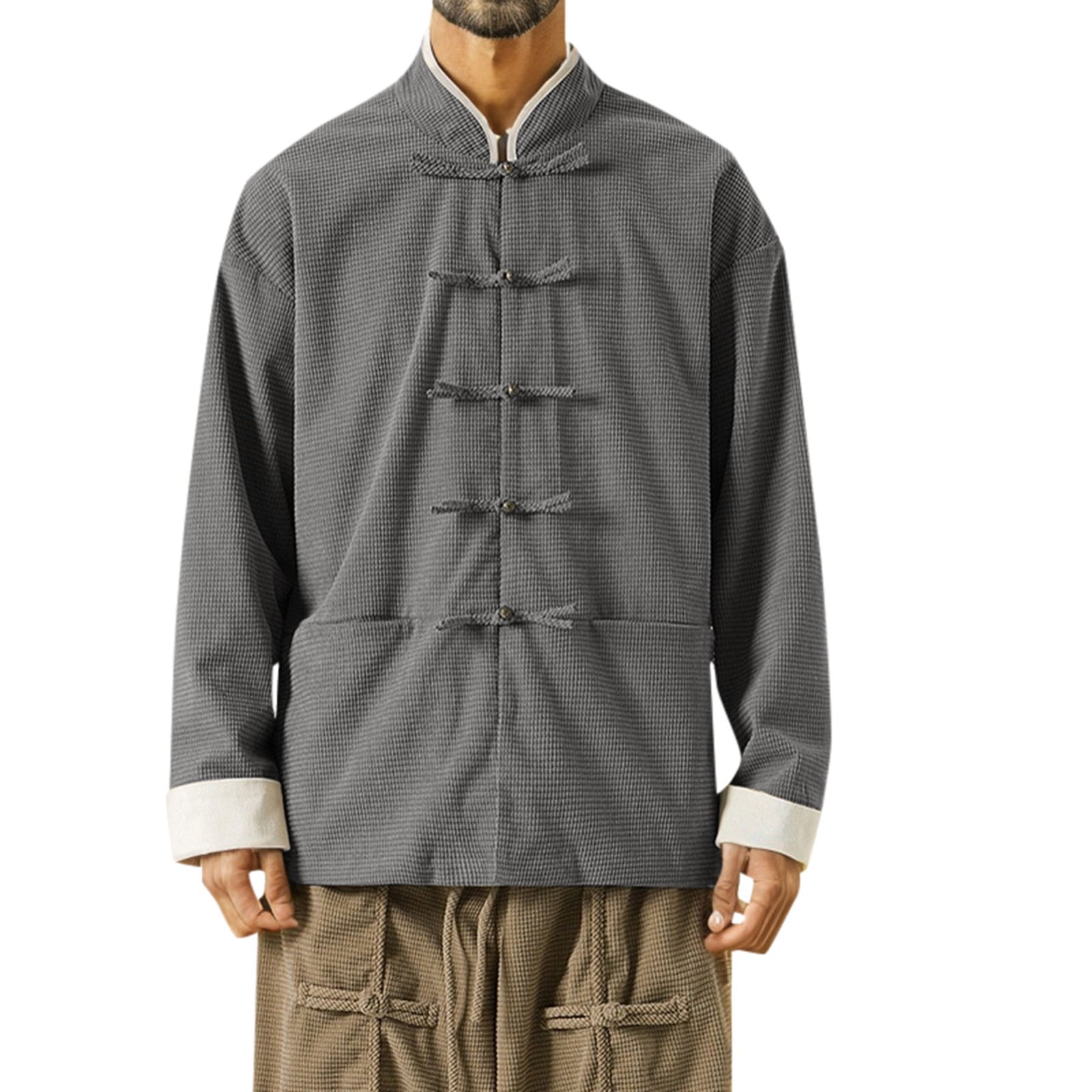 Spring Men's Chinese Style Long Windbreaker Jacket
