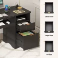 thumbnail image 4 of Bestier 55" Home Office Desk with Power Outlet & Keyboard Tray | Built-in USB Ports, File Drawer, Cable Management | Modern Computer Desk for Study, Gaming, Work, Blcak, 4 of 9