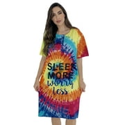 Just Love Short Sleeve Nightgown / Night Shirts Sleep Dress for Women (Tie Dye Bright Swirl Screen, 2X)