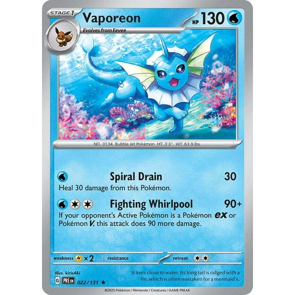 Pokemon Prismatic Evolutions Rare Vaporeon #22