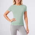 thumbnail image 2 of Bibifish Womens T-Shirt Mint Green Crew Neck Short Sleeve tshirt Slim Fit Stretchy Casual Gym Workouts Activewear Daily Wear Comfortable yoga tee, 2 of 6
