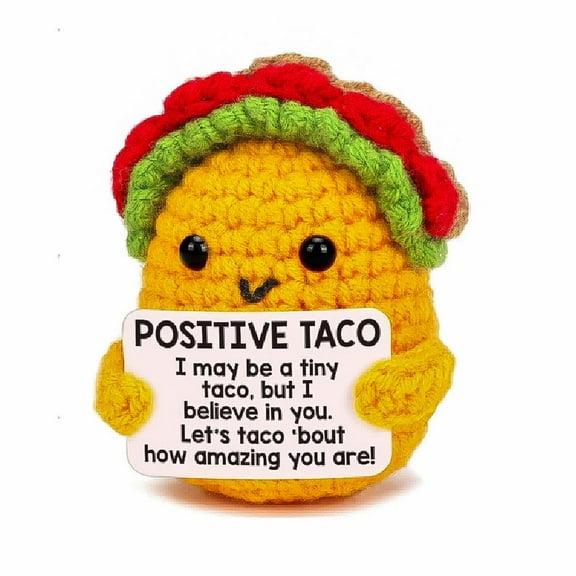 Yiokii Inspirational Crochet Positive Taco, Fny Gifts Women Positive Emotional port Crochet P Animals, Inspirational Gifts with Cards, Desk Car Decor for for Coworkers Employs