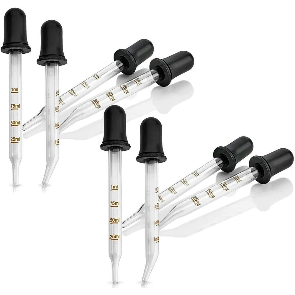 Eye Dropper 8Pack, Bent & Straight Tip Calibrated Glass Medicine