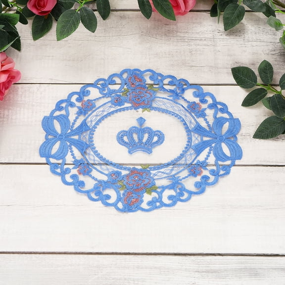 Uxcell 2Pcs Lace Placemats, 9.06" x 11.81" Vintage Table Doilies, Indigo