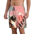 thumbnail image 2 of Balery Colorful Cat With Flowers Traje de Baño Estilo Hawaiano para Hombre, Shorts de Secado Rápido con Bolsillos-Large, 2 of 6