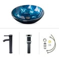 thumbnail image 7 of ELECWISH Tempered Glass Vessel Bathroom Vanity Sink, Round Artistic Washing Basin Bowl, Oil Rubbed Bronze Faucet & Pop-up Drain Set, 7 of 7