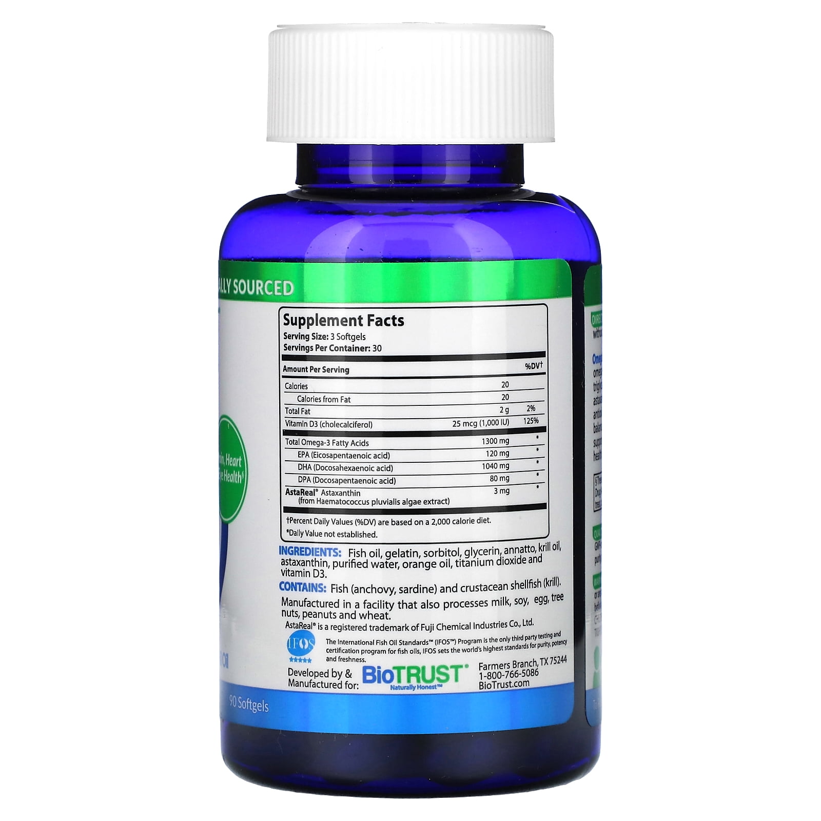 BioTrust OmegaKrill EPA & DHA Omega 3 Supplement, Fish and Krill Oil to Provide Support for Joint, Heart, Brain, Eye and Skin (30 Servings)