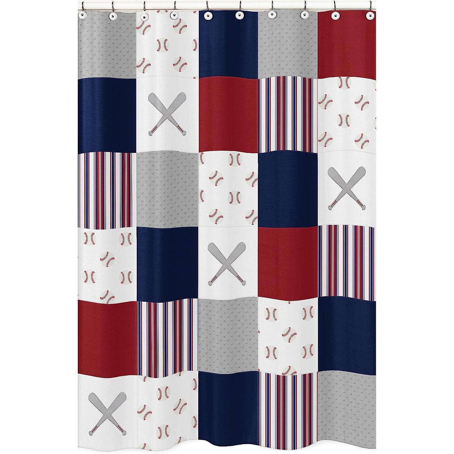 HElectQRIN Red, White and Blue Bathroom Fabric Bath Shower Curtain for
