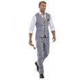 thumbnail image 3 of Wehilion Men's Suit Linen Suit for Men Wedding Outfit 2 Piece Suits Groomsmen Tuxedo Suits Prom Beach Vest and Pants Suit Set Gray 3XL, 3 of 5