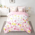 thumbnail image 3 of Feelyou Dreamyink Cherry Blossoms Twin Bedding Sets 7-Piece, Pink Flower Floral Bedding Comforter Set, Teens Kids Girls Women Reversible Sheet Sets, Luxury Bedroom Decor, 3 of 9