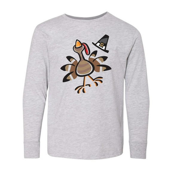 Inktastic Happy Thanksgiving Turkey Long Sleeve Youth T-Shirt