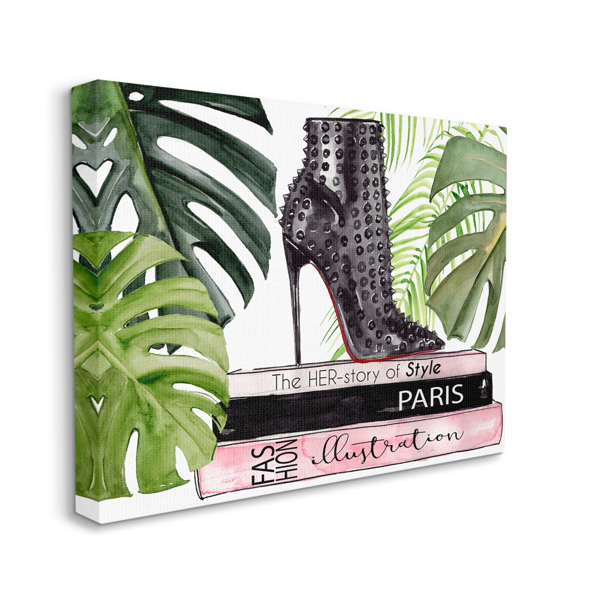 Stupell Industries Her-story of Style Phrase Glam Fashion Book Stack, 48 x 36,Design by Jennifer Paxton Parker